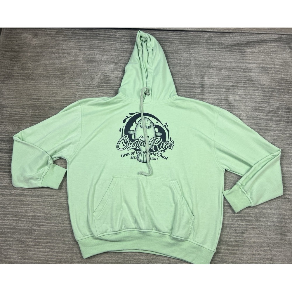 Crystal River Nature Coast Florida Hoodie Adult XL Green Cotton‎ Blend